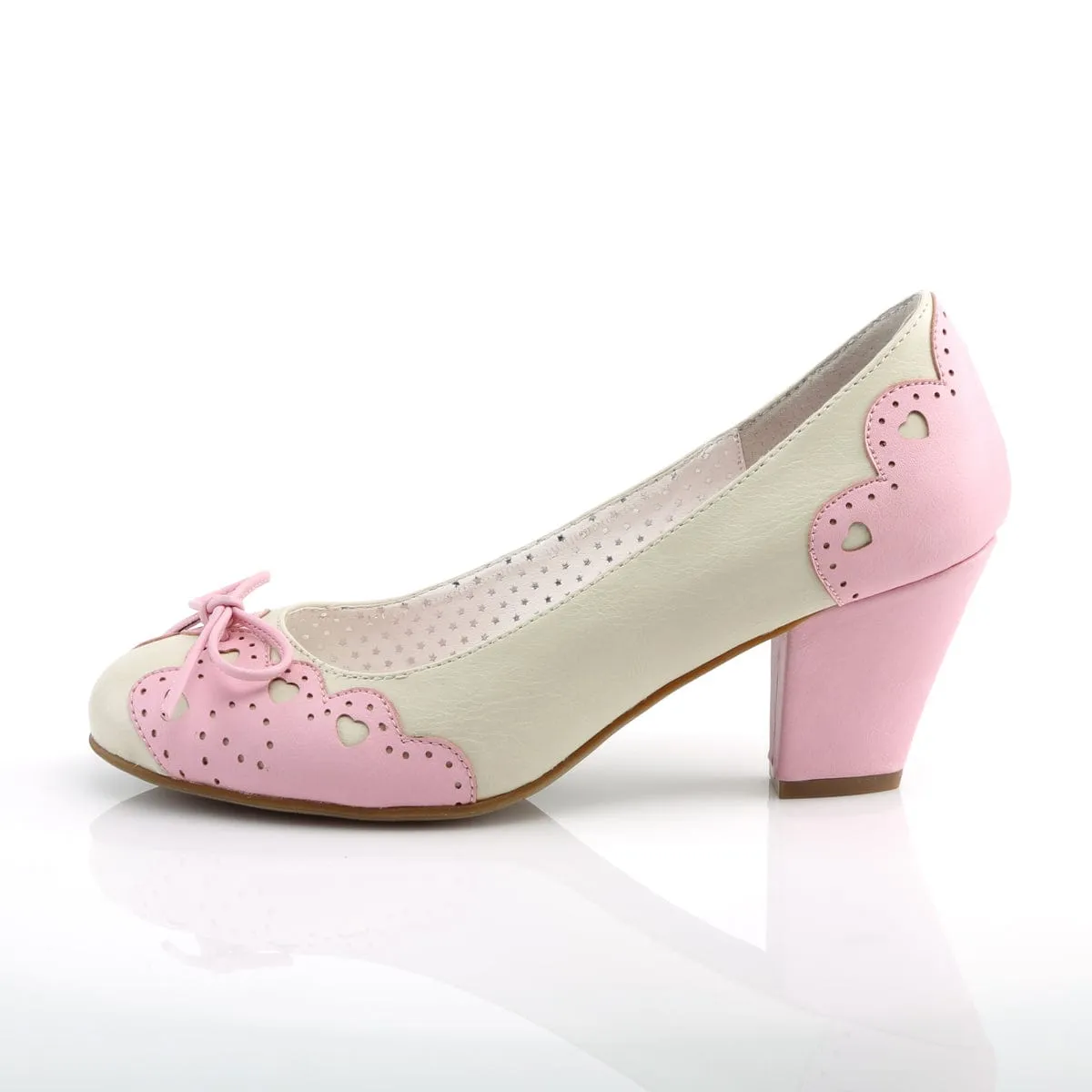 WIGGLE-17 Cream Pink Faux Leather Pump