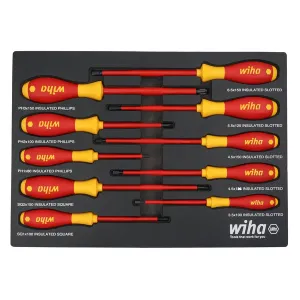 Wiha Tools 32080 10 Piece Insulated SoftFinish Cushion Grip Screwdriver Tray Set