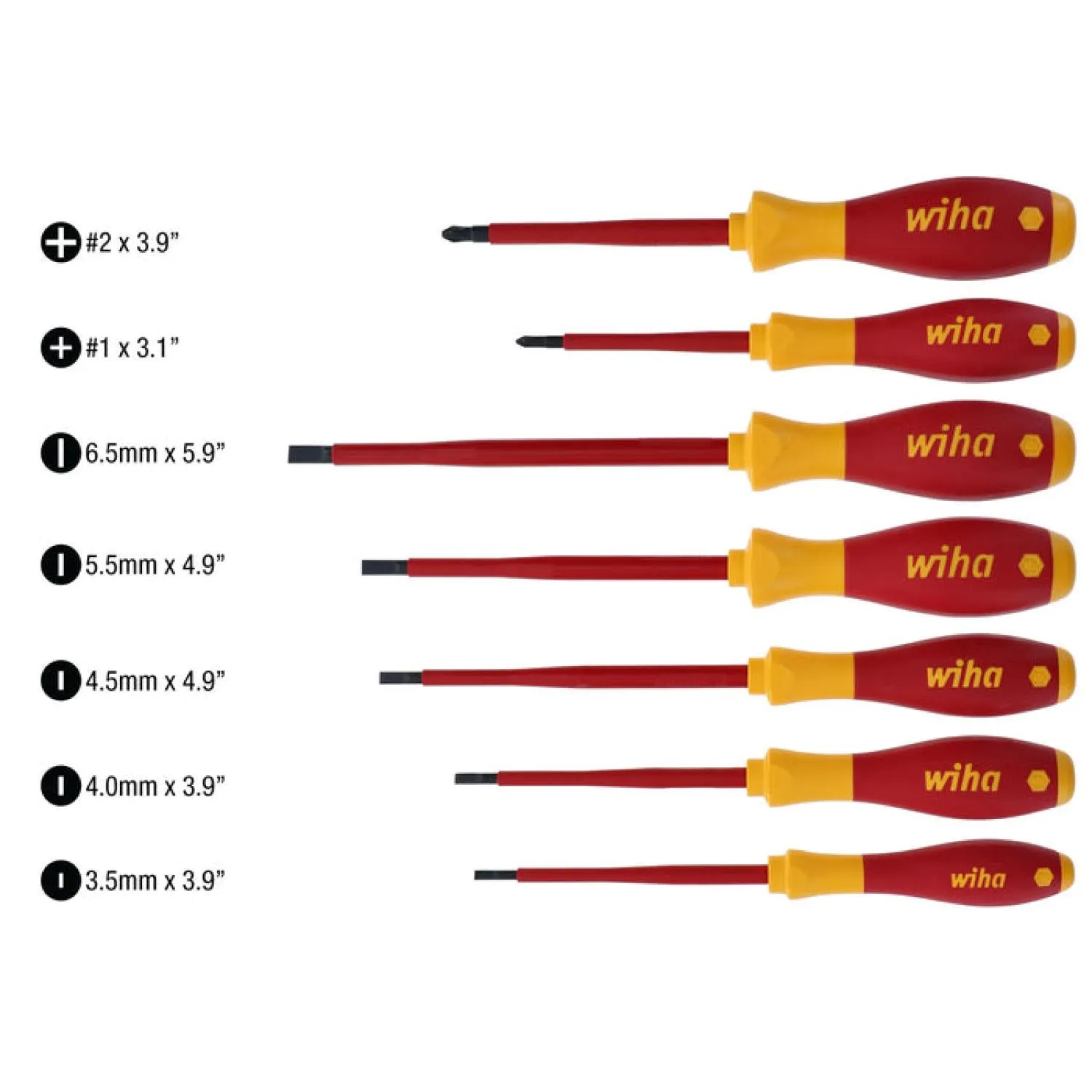 Wiha Tools 32195 Insulated SlimLine Slotted / Phillips Screwdriver Set, 7 Pc.