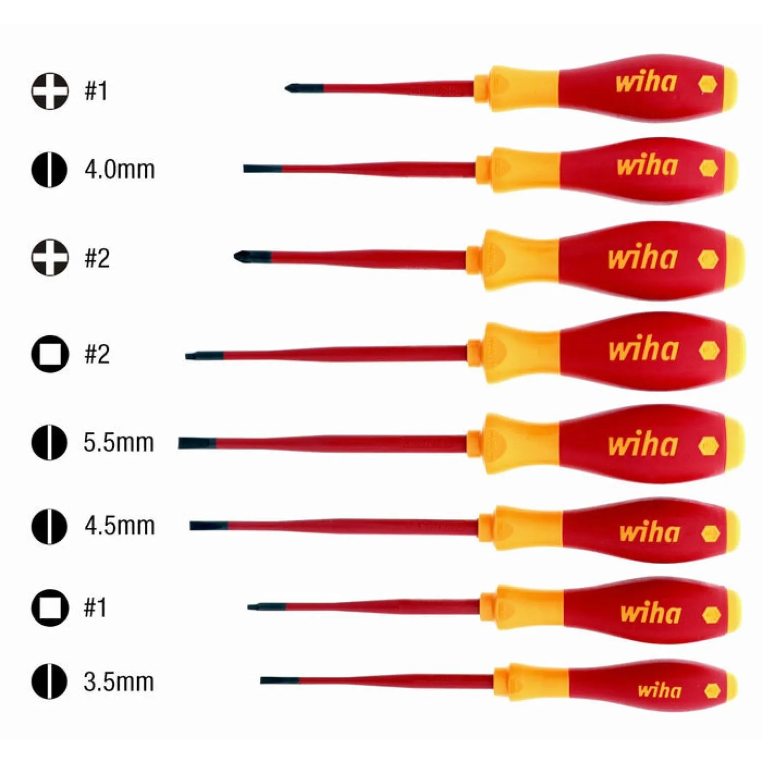 Wiha Tools 32197 8 Piece Insulated SlimLine Screwdriver Set