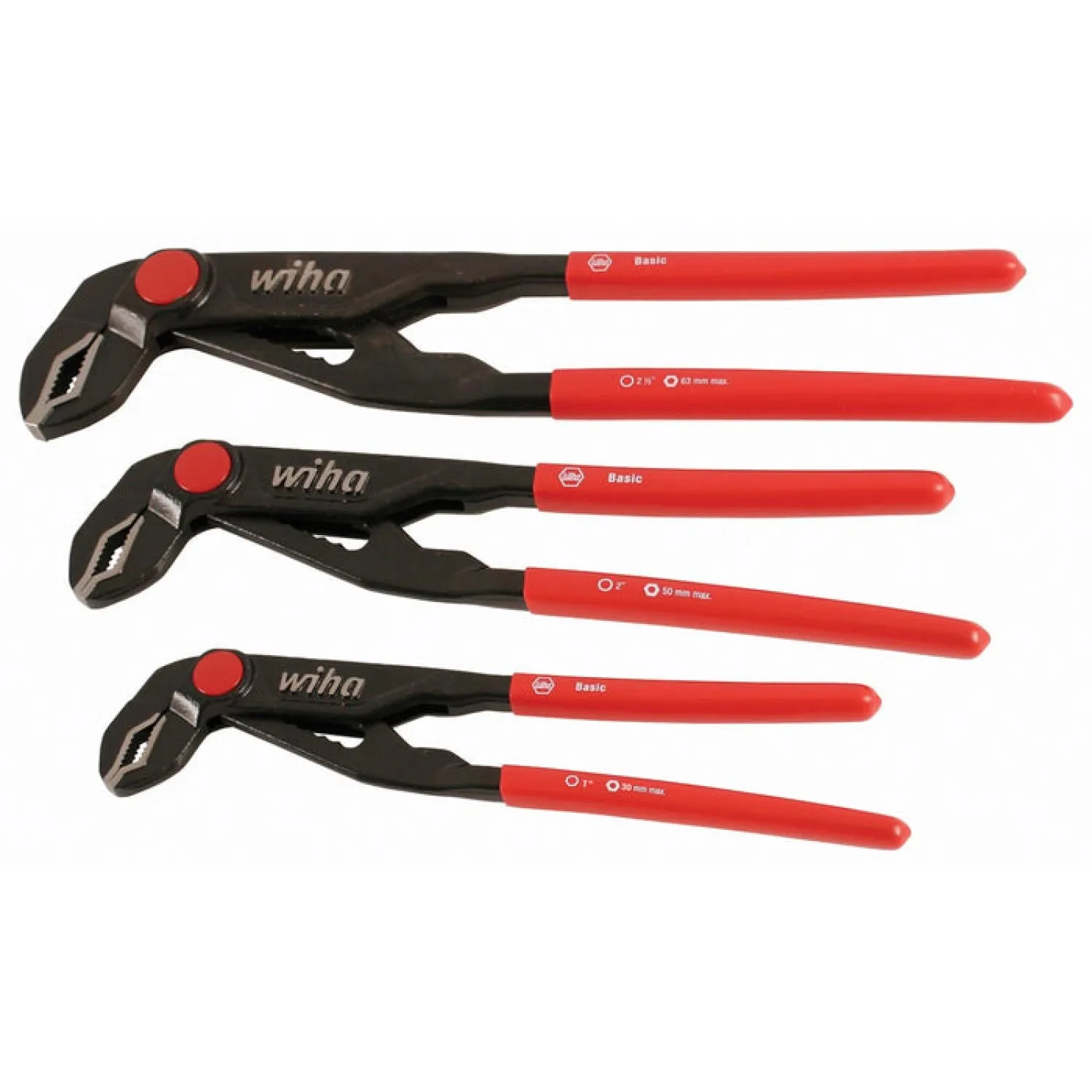 Wiha Tools 32669 3 Piece Vinyl Grip Push Button Adjustable Water Pump Pliers Set