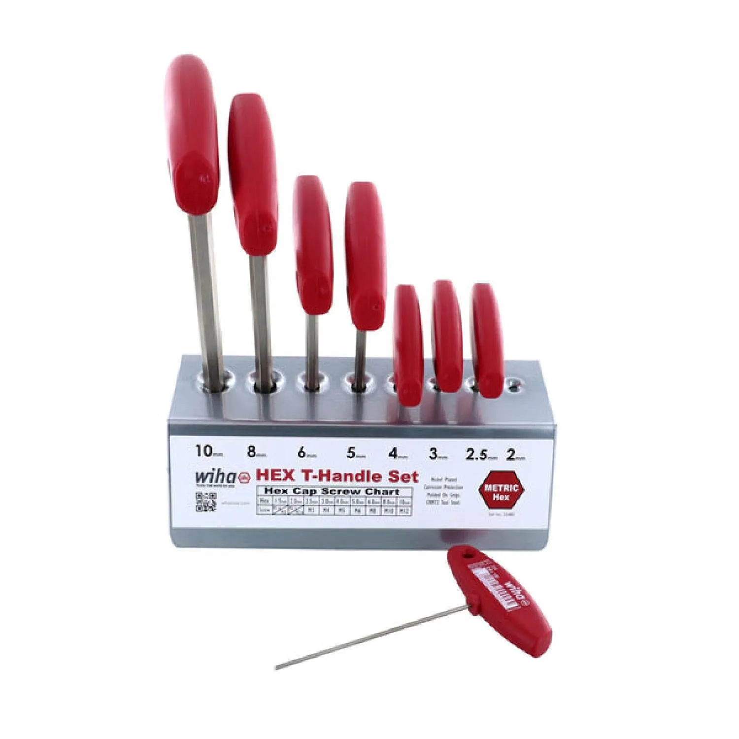 Wiha Tools 33488 8 Piece Hex Metric T-handle Rack Set