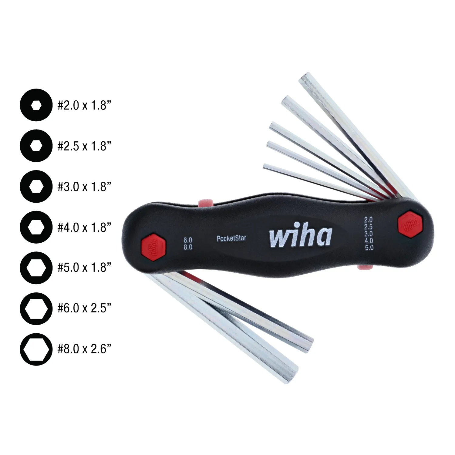 Wiha Tools 35195 7 Piece PocketStar Fold-Out Hex Key Set - Metric
