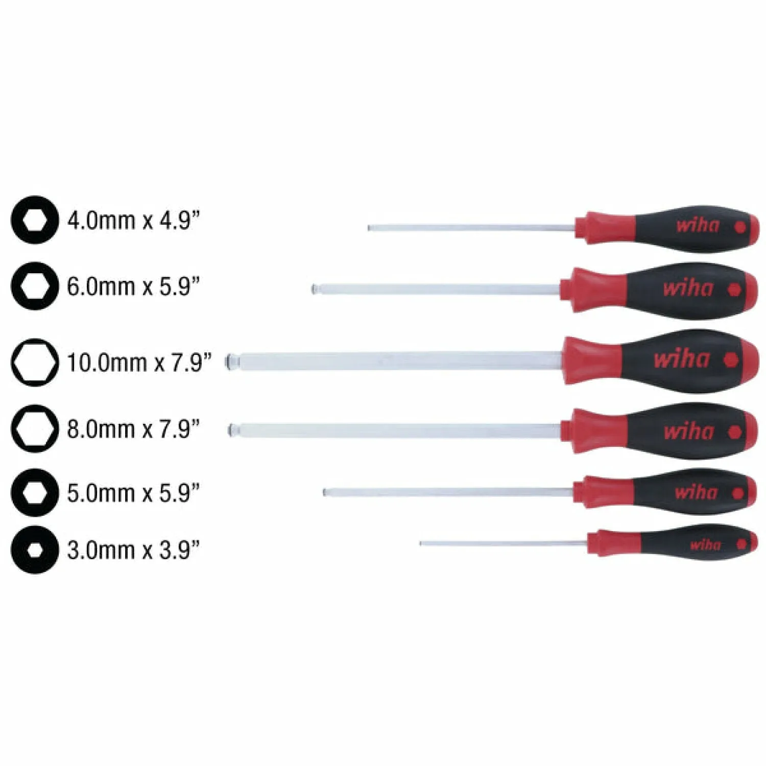 Wiha Tools 36792 6 Piece MagicRing Ball End Hex Metric Driver Set
