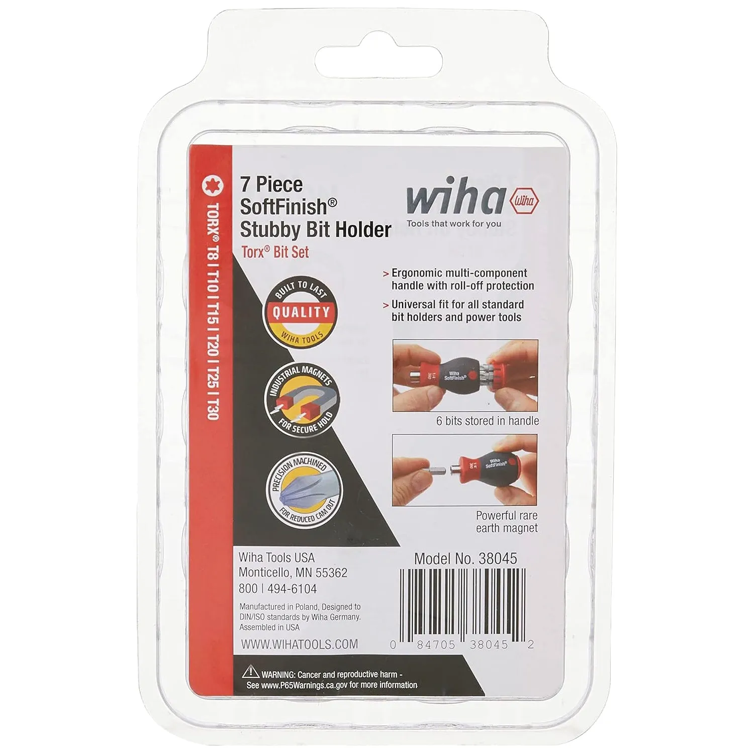 Wiha Tools 38045 6 Piece TORX Stubby Bit Holder