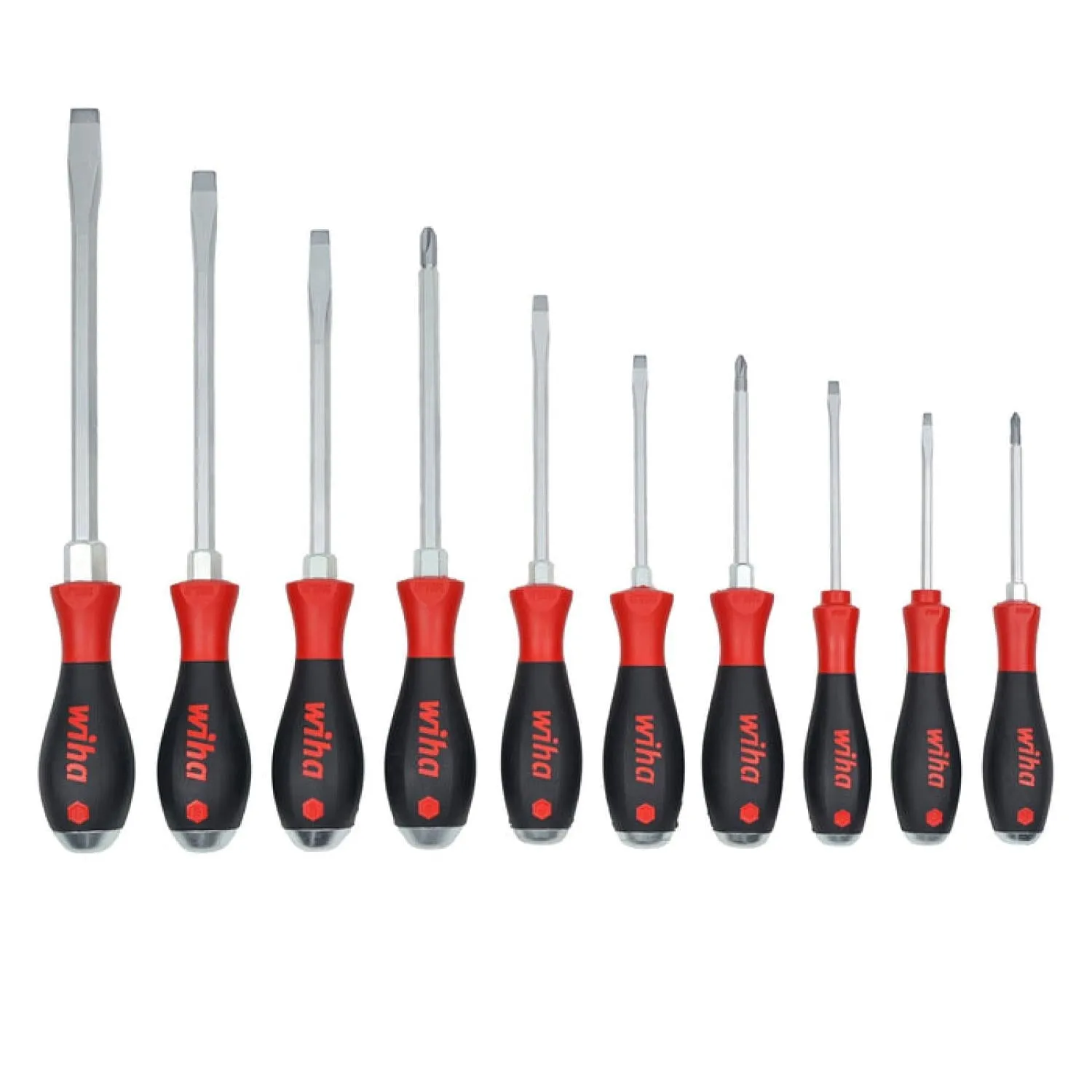Wiha Tools 53180 Extra Heavy Duty SoftFinish Cushion Grip Driver Tray Set 10 Piece