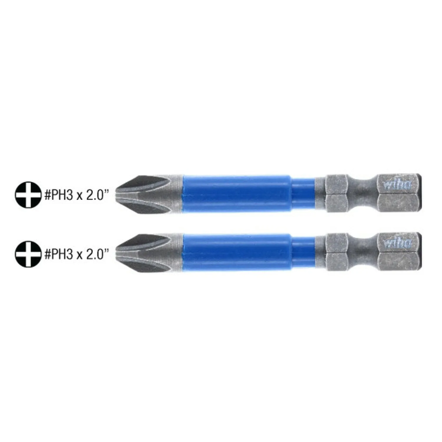 Wiha Tools 70203 TerminatorBlue Impact Bit Phillips #3 - 2 Inch - 2 Pack