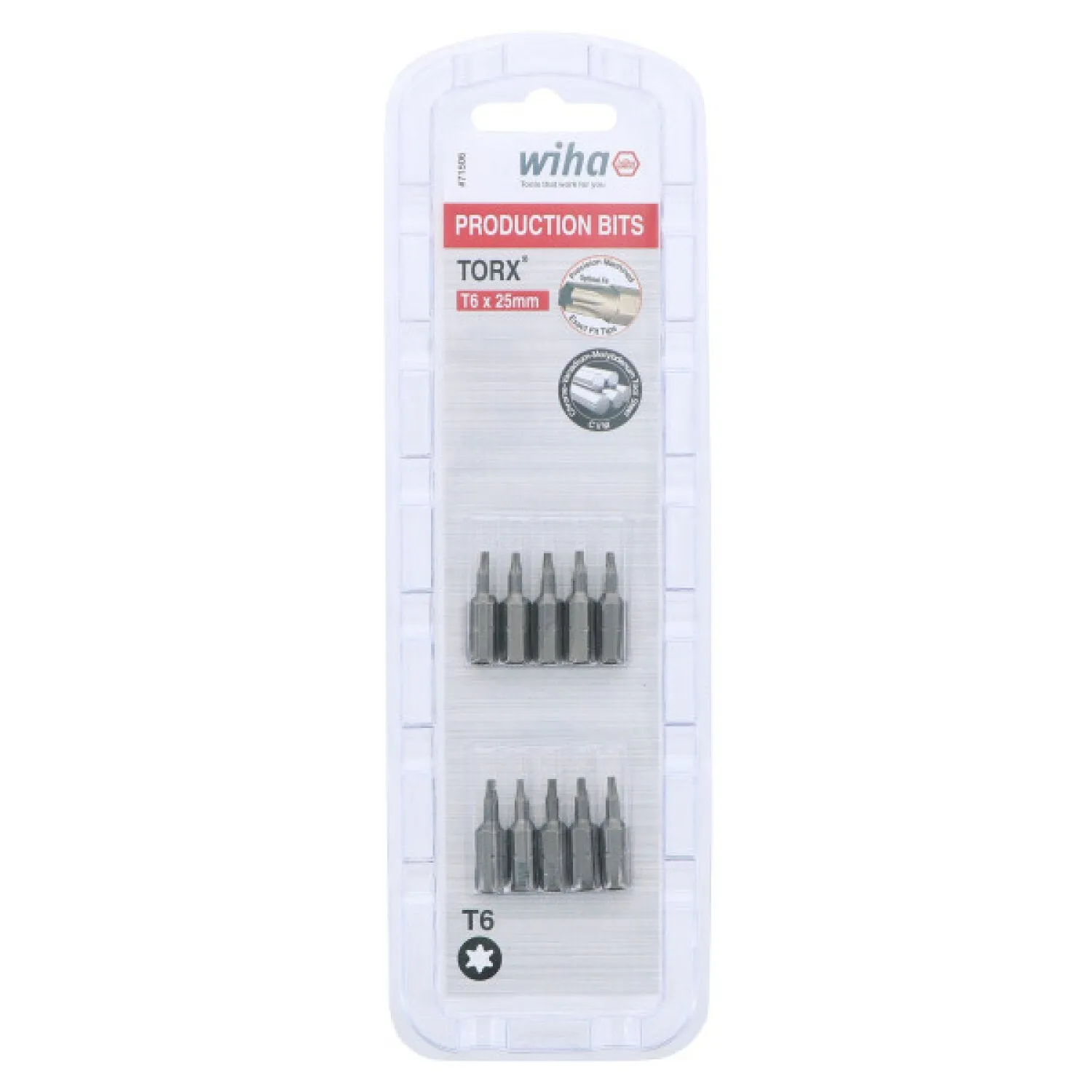 Wiha Tools 71506 T6 x 38mm TORX Insert Bit, 10 Pack