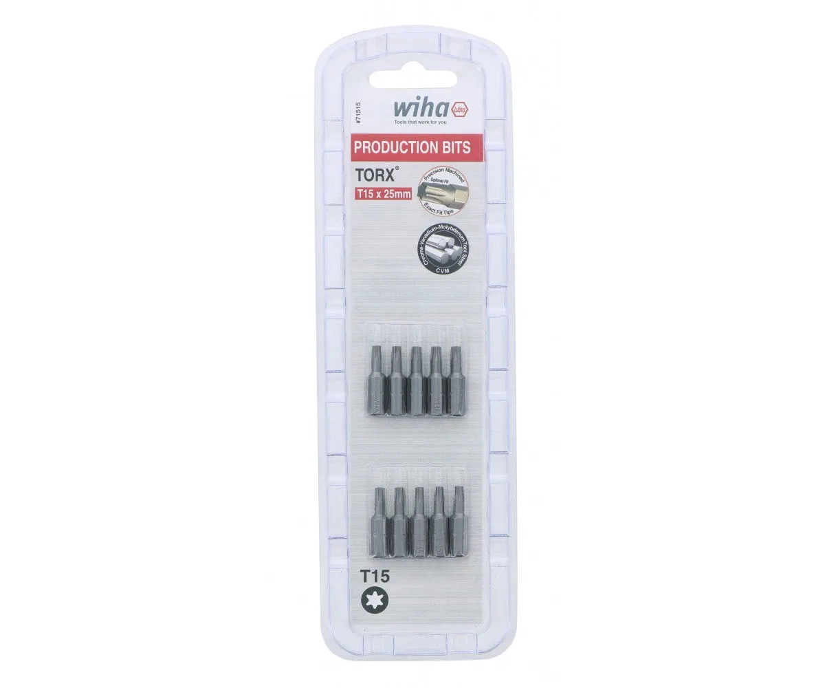 Wiha Tools 71515 T15 x 38mm TORX Insert Bit, 10 Pack