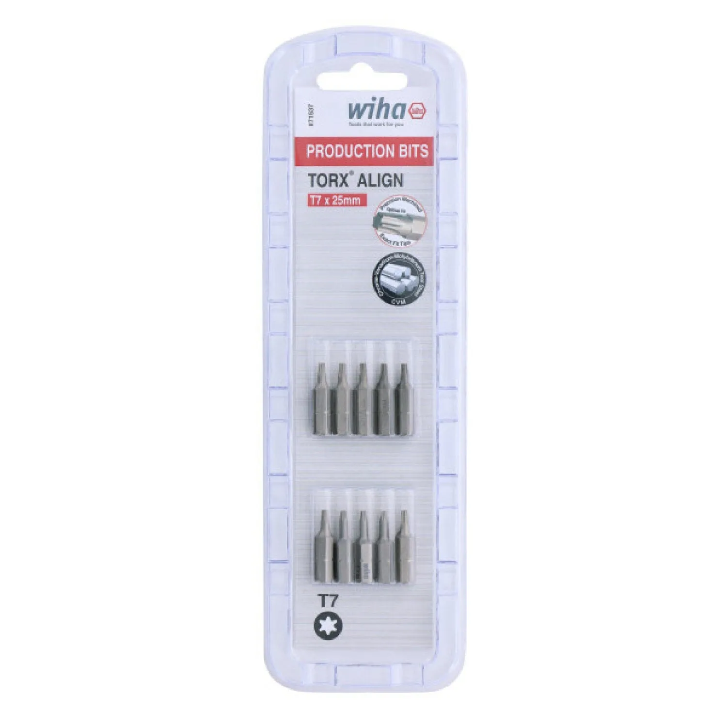 Wiha Tools 71537 T7 x 38mm TORX Align Insert Bit, 10 Pack