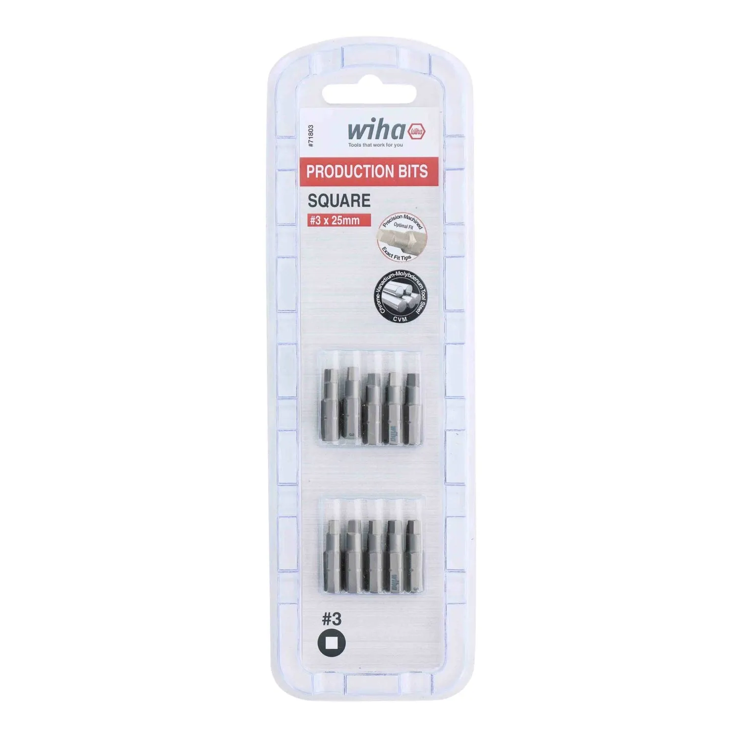 Wiha Tools 71803 Square Insert Bit, #3 x 25 mm, 10 Pk.