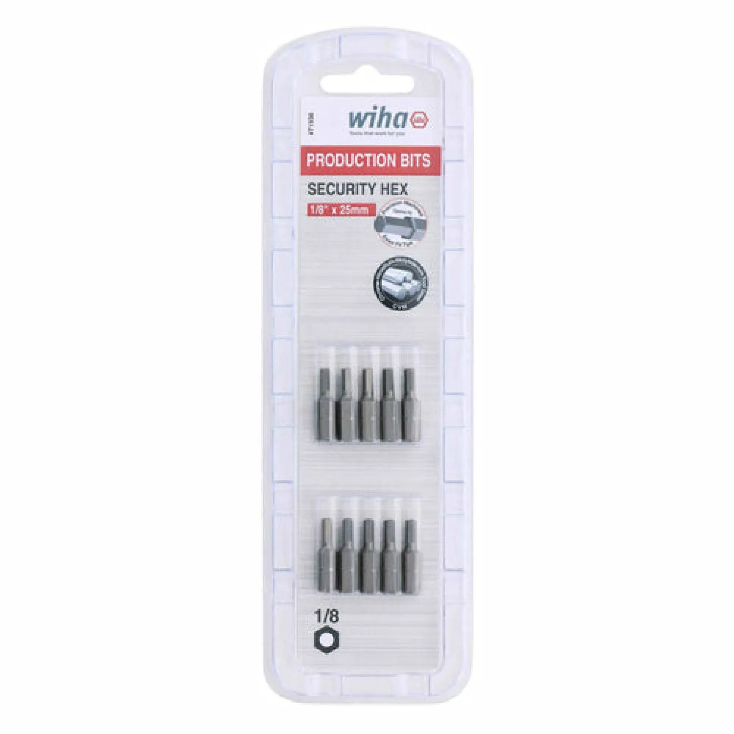 Wiha Tools 71936 Security Hex Bit 1/8 - 25mm - 10 Pack