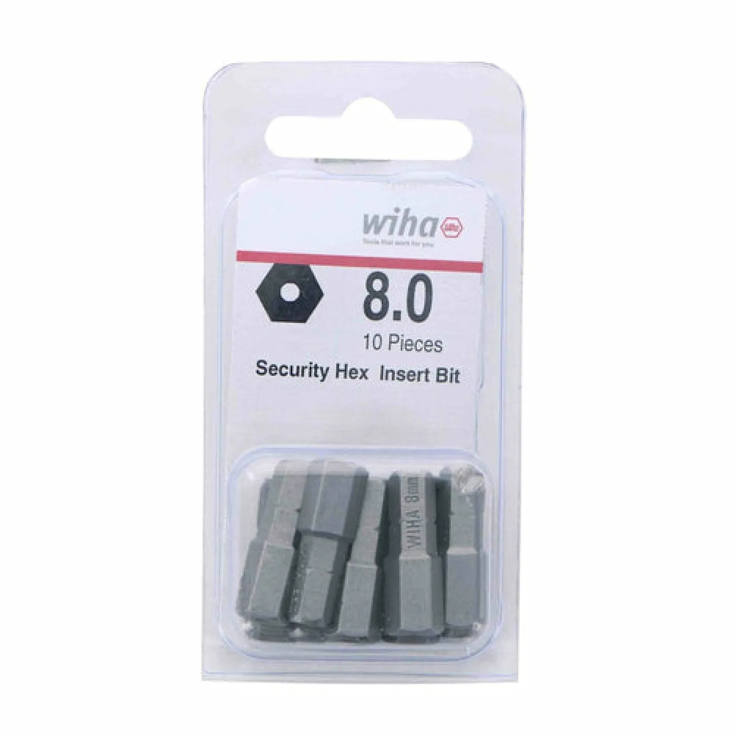 Wiha Tools 71946 Security Hex Insert Bit, 8.0 mm x 25 mm, 10 Pk.