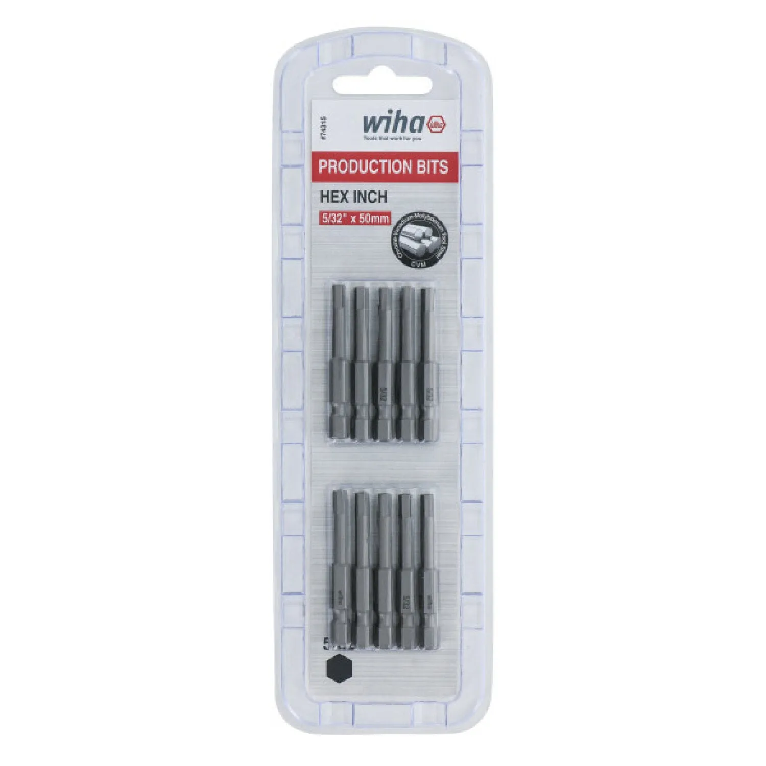 Wiha Tools 74315 Hex Inch Power Bit, 5/32" x 50 mm, 10 Pk.