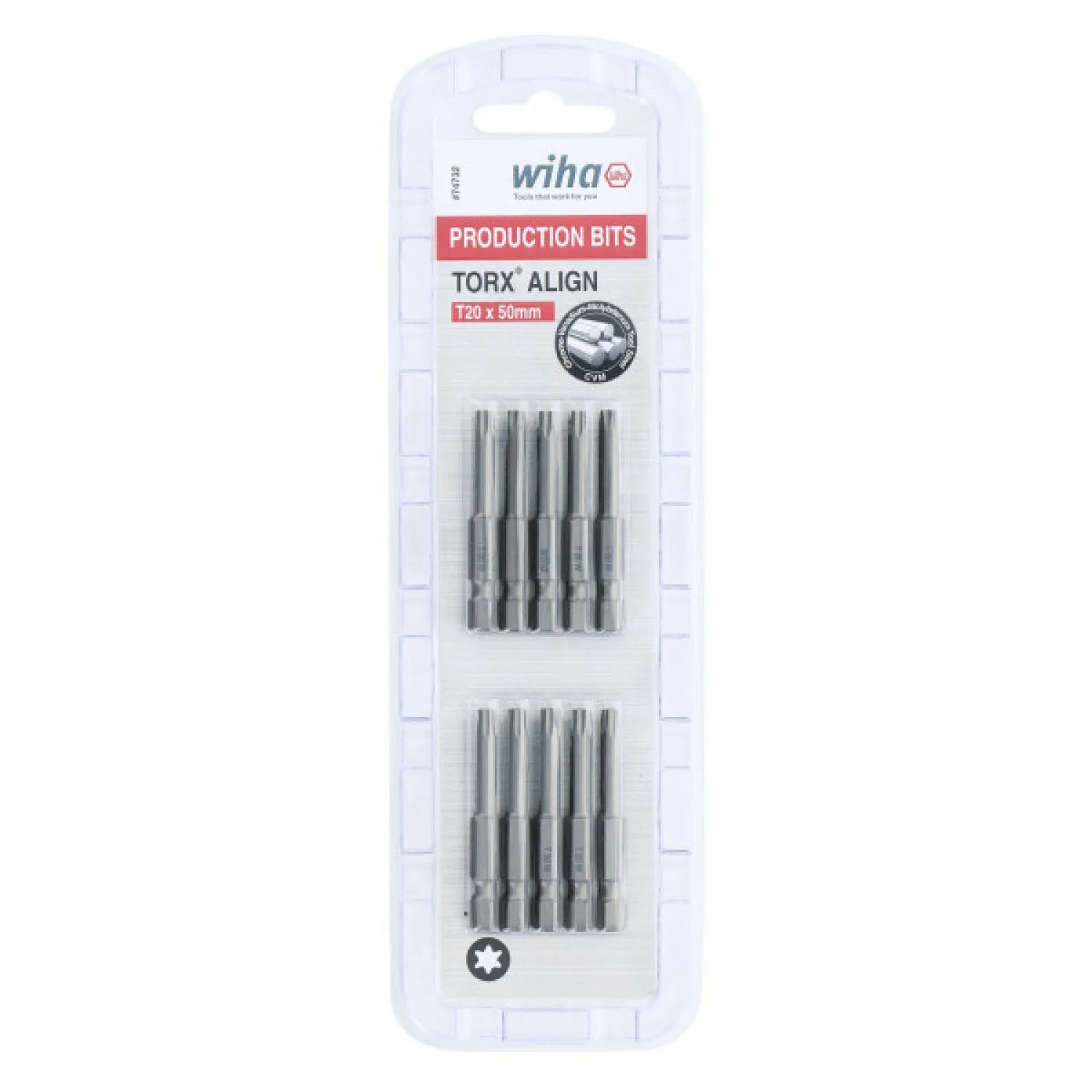 Wiha Tools 74732 TORX Align Power Bit, T20 x 50 mm, 10 Pk.