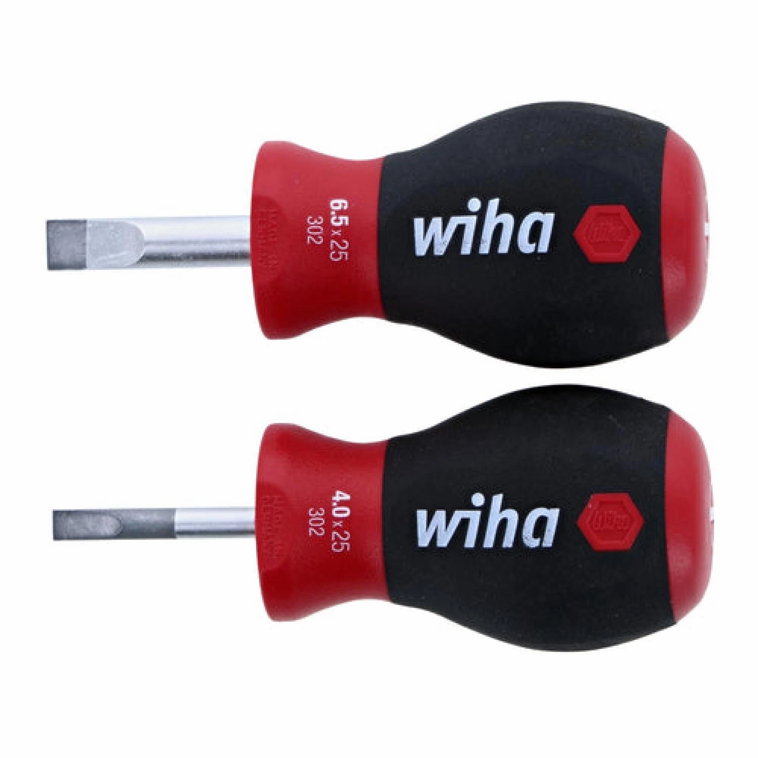 Wiha Tools 31193 4   6.5mm x 25mm 2 Piece SoftFinish Stubby Slotted Set