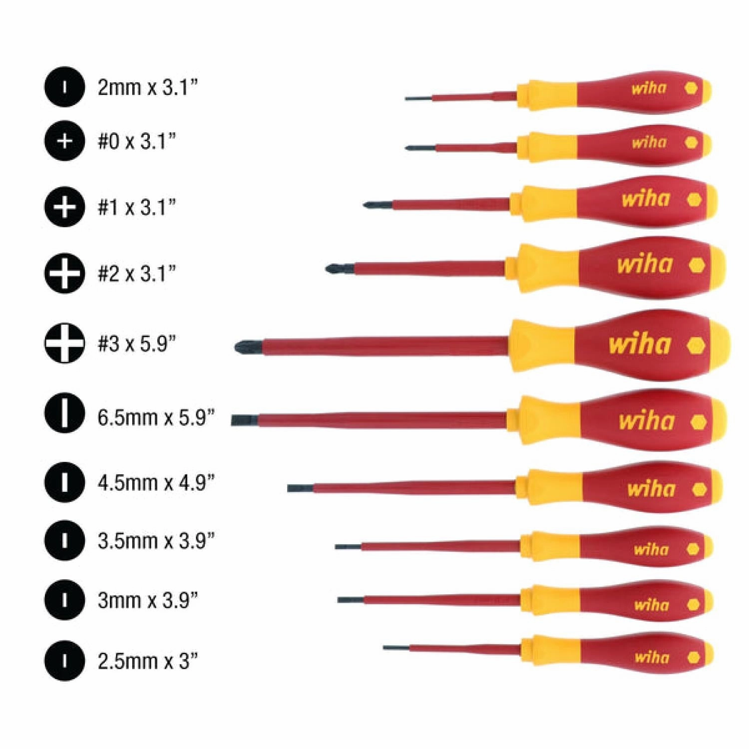 Wiha Tools 32093 10 Piece Insulated Slotted and Phillips Set