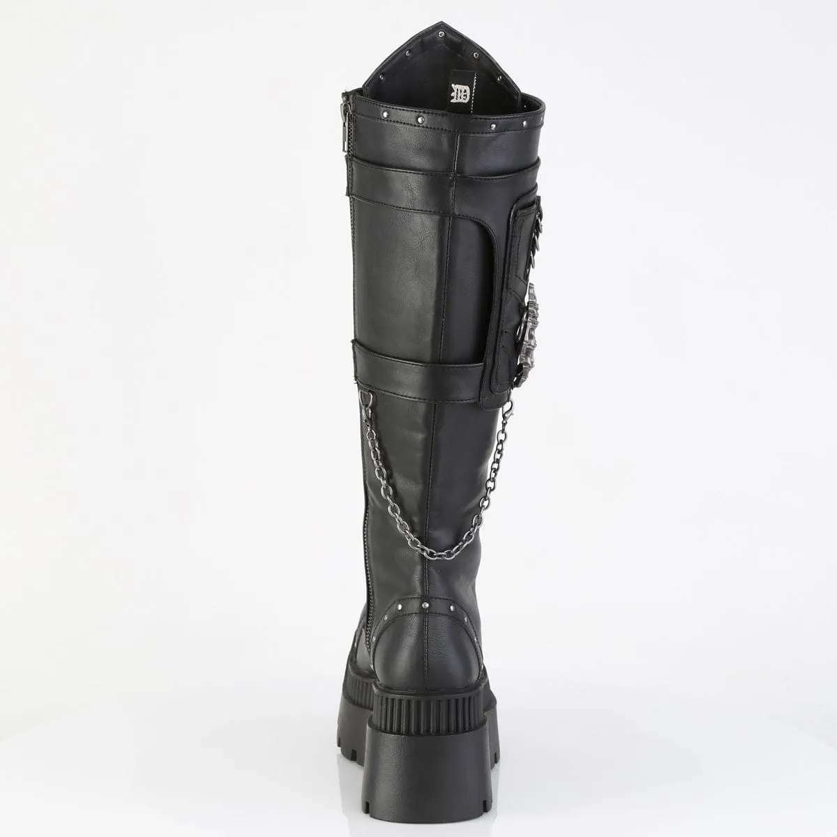 WRATH-205 Black Vegan Leather Knee High Boots