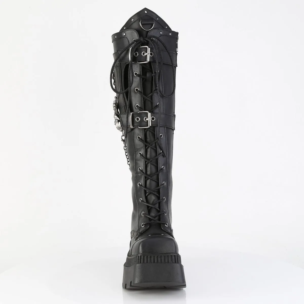 WRATH-205 Black Vegan Leather Knee High Boots