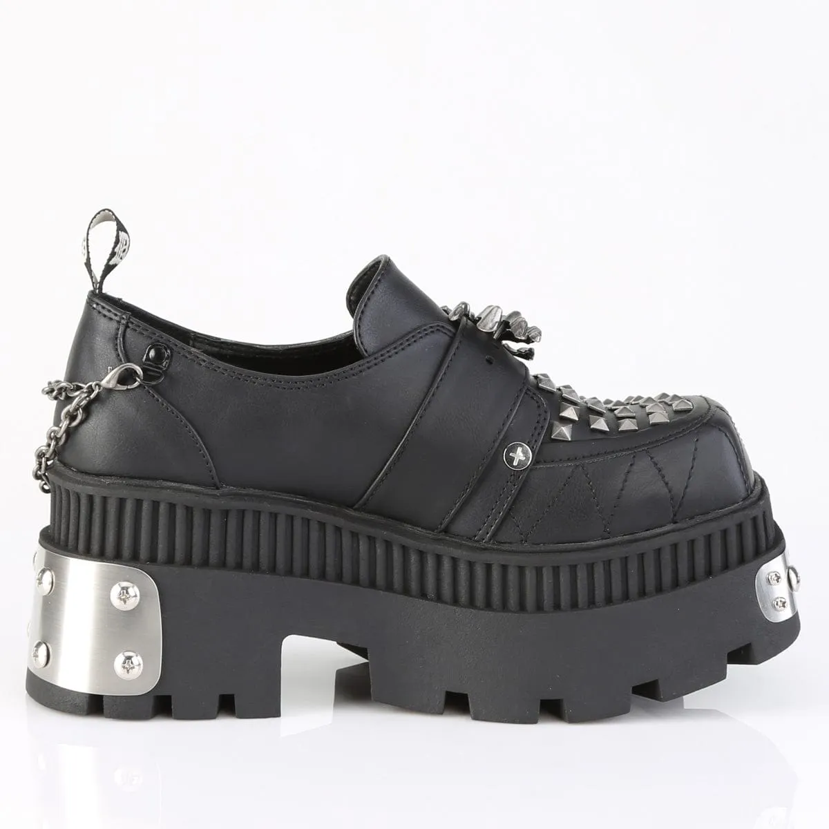 WRATH-42 Black Vegan Leather Platform Shoes
